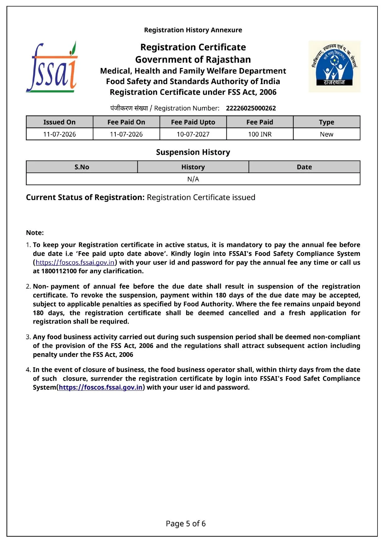 Bilonaa FSSAI licence page 5